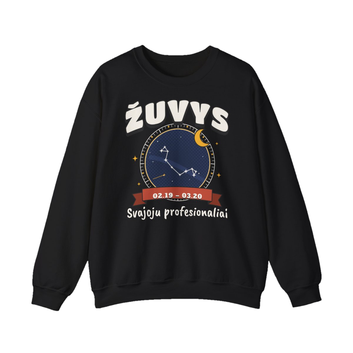 Džemperis „Žuvys: Svajoju profesionaliai“ – juoda