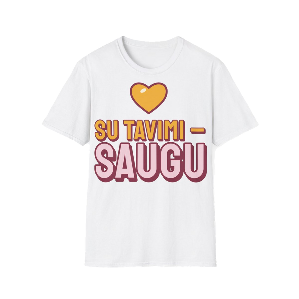 Marškinėliai „Su tavimi – saugu“ – balta