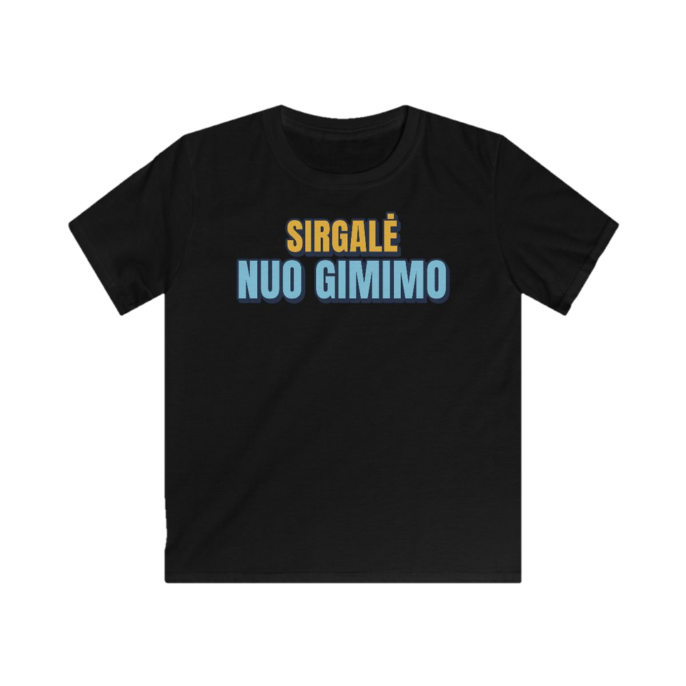 Vaikiški marškinėliai „Sirgalė nuo gimimo“ – juoda