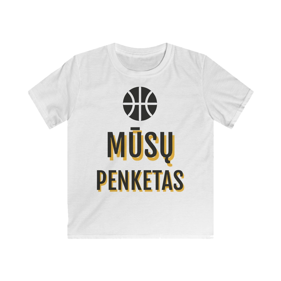Mūsų penketas (vaikiški) – Vaikiški marškinėliai „Mūsų penketas“ – balta