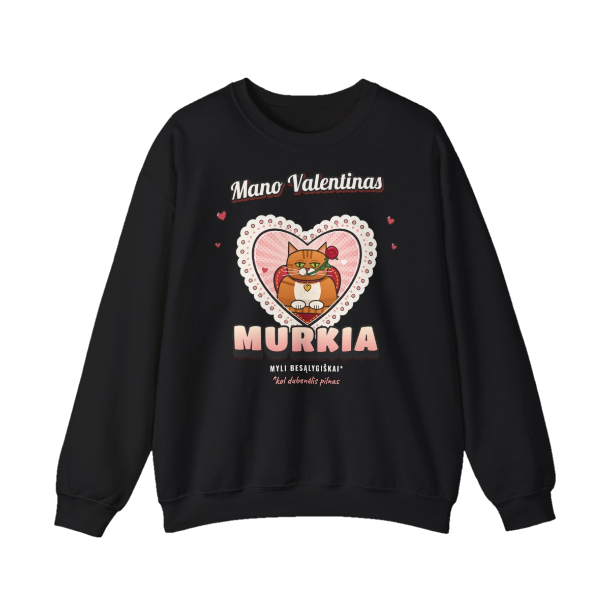 Džemperis „Mano Valentinas murkia“ – juoda