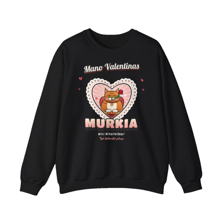 Džemperis „Mano Valentinas murkia“ – juoda