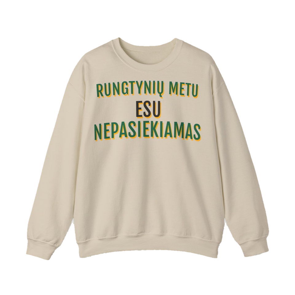 Džemperis „Rungtynių metu esu nepasiekiamas“ – smėlinė
