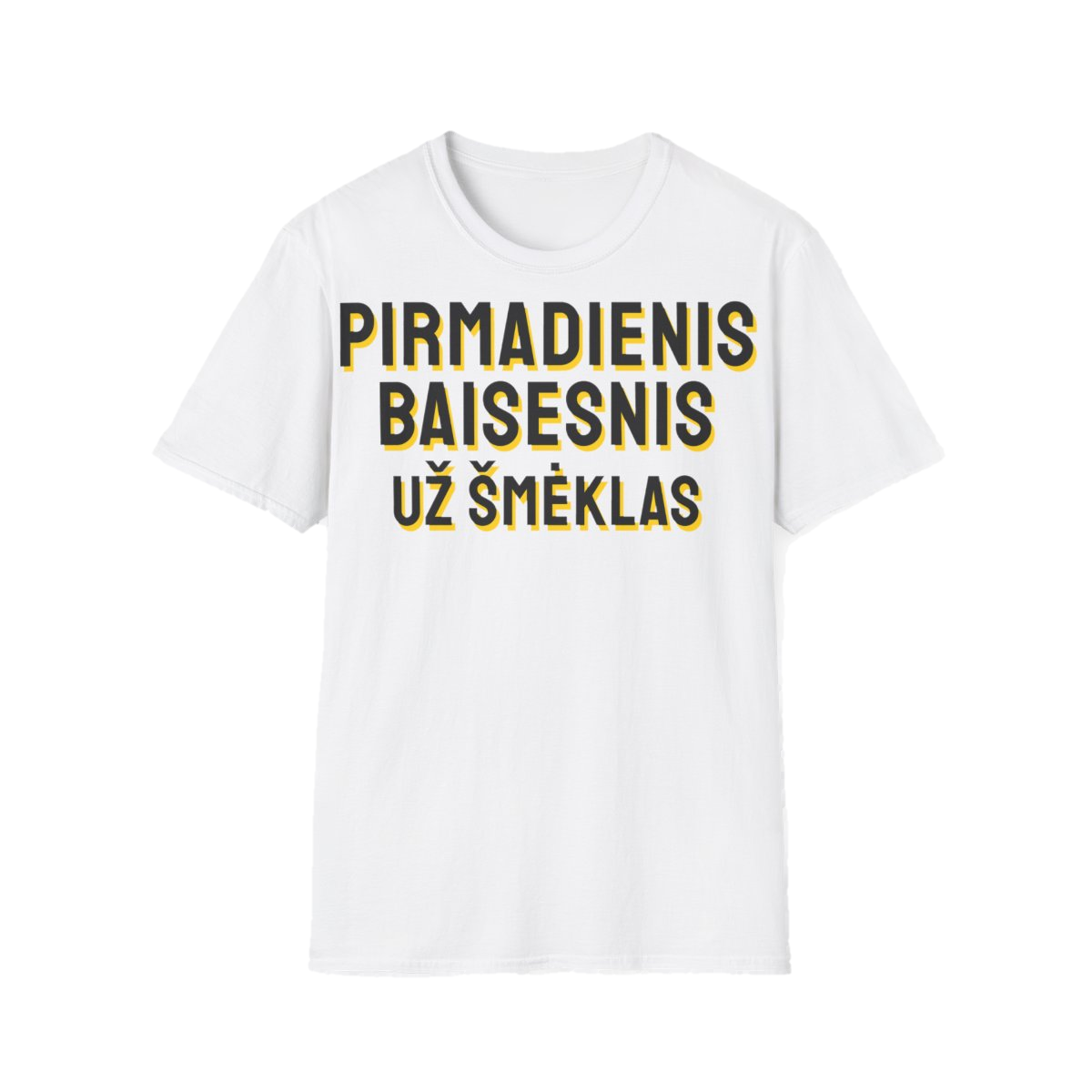 Marškinėliai „Pirmadienis baisesnis už šmėklas“ – balta
