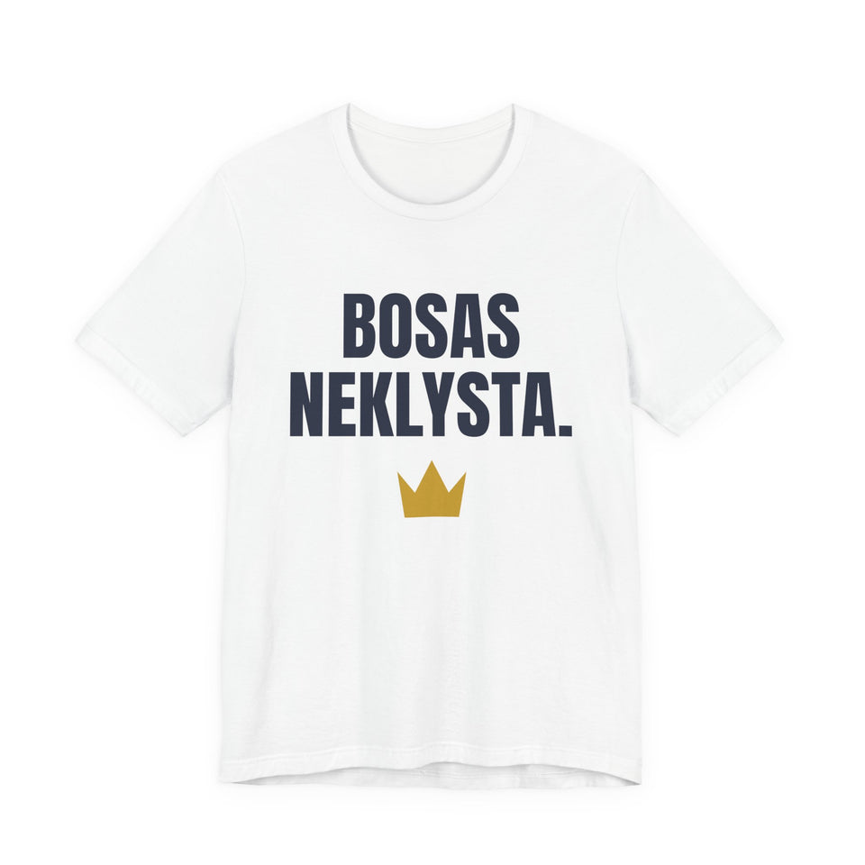 Bosas neklysta. — Marškinėliai, spaudos pusė