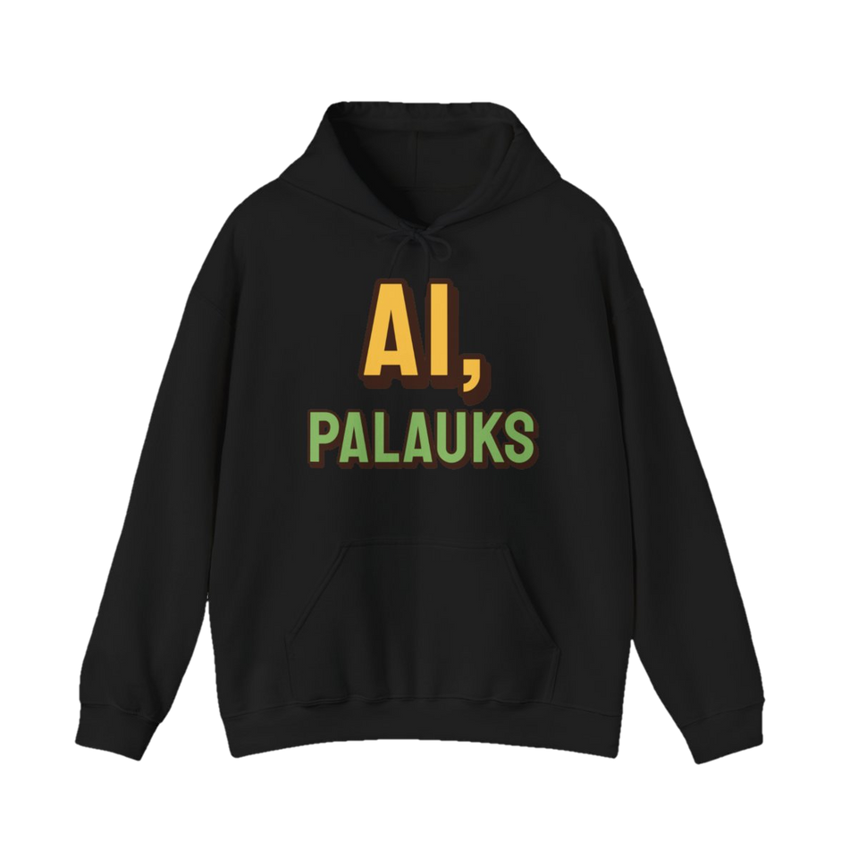 Džemperis su gobtuvu „Ai, palauks“ – juoda