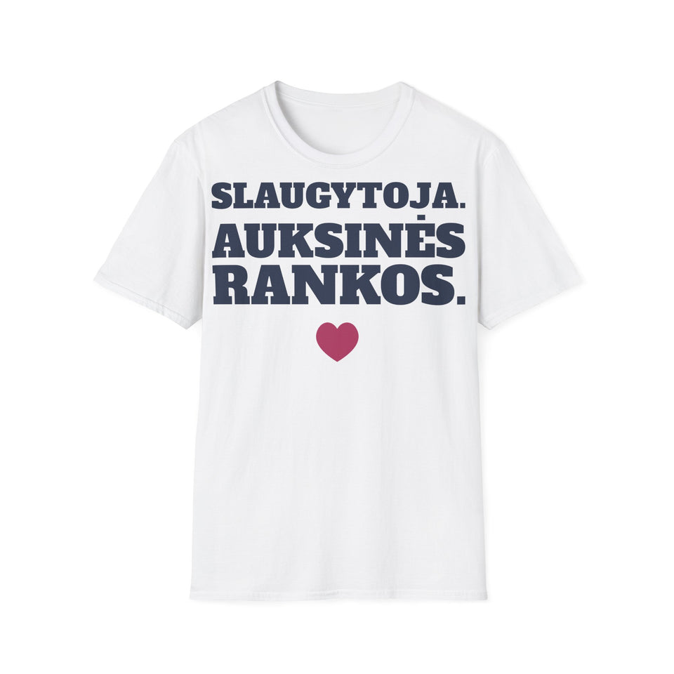 Slaugytoja. Auksinės rankos. — Marškinėliai, spaudos pusė
