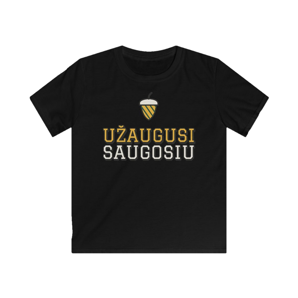 Vaikiški marškinėliai „Užaugusi saugosiu“ – juoda