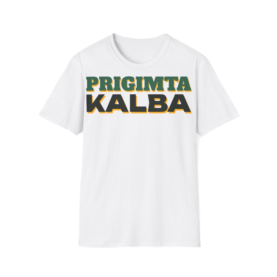 Marškinėliai „Prigimta kalba“ – balta