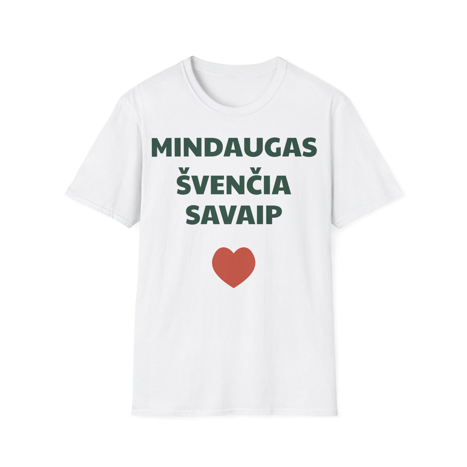 Mindaugas švenčia savaip — Marškinėliai, spauda priekyje