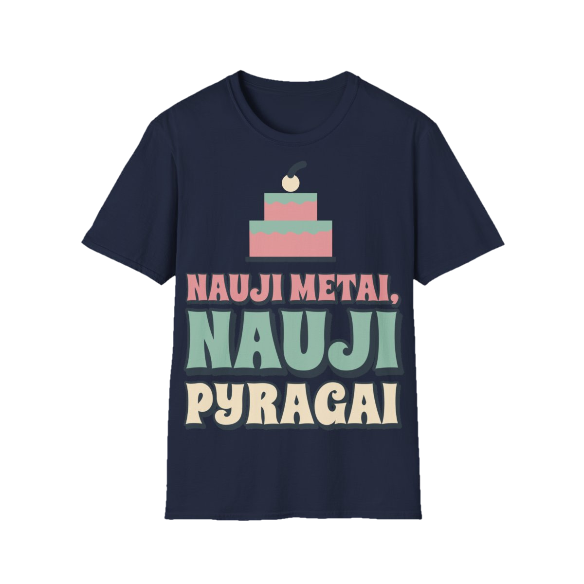 Marškinėliai „Nauji metai, nauji pyragai“ – tamsiai mėlyna