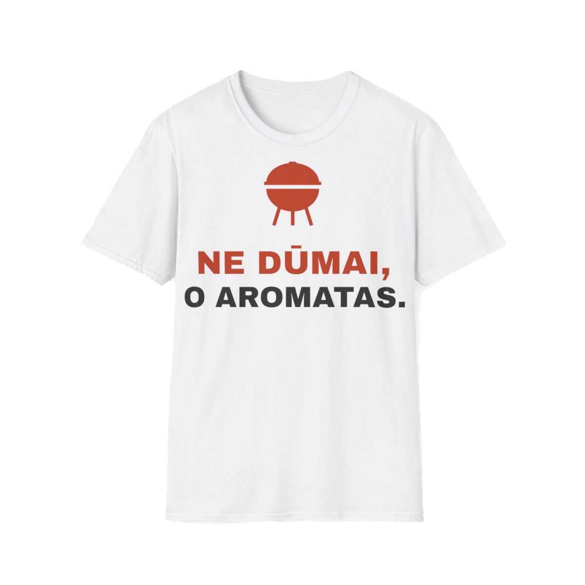 Marškinėliai „Ne dūmai, o aromatas“ – balta