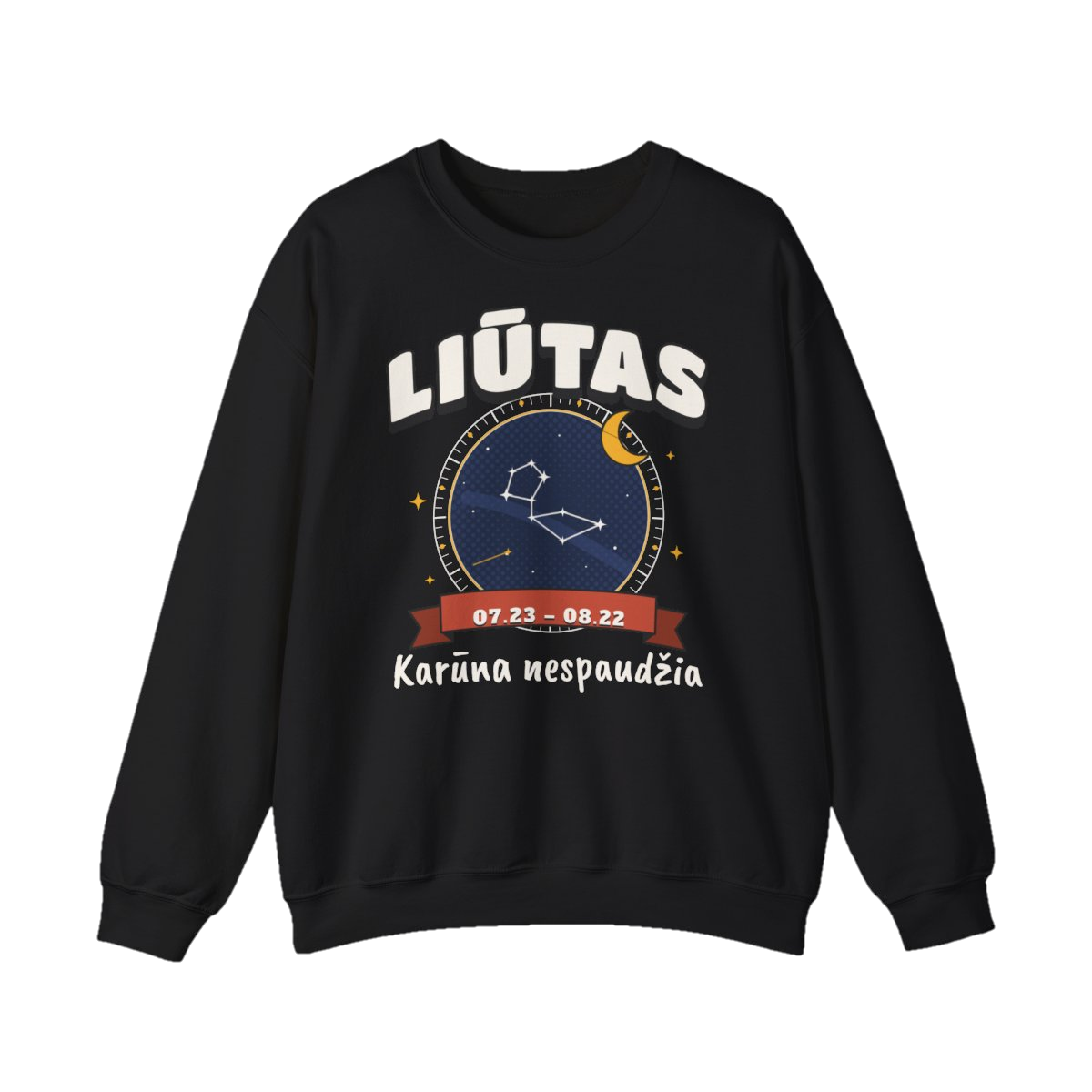 Džemperis „Liūtas: Karūna nespaudžia“ – juoda