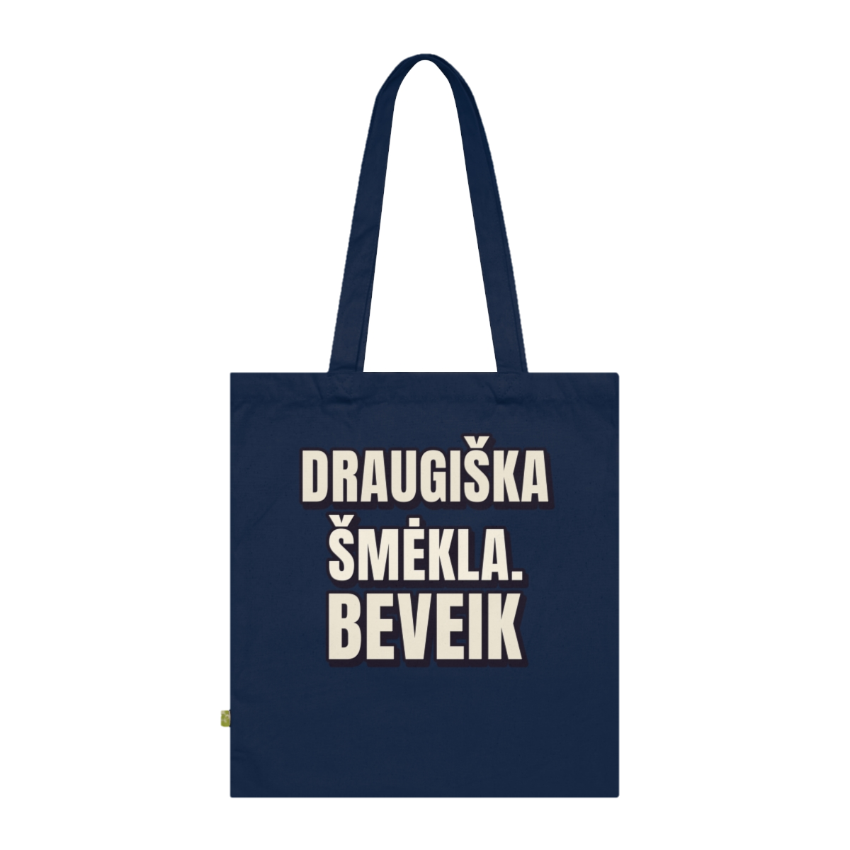 Medžiaginis krepšys „Draugiška šmėkla. Beveik“ – tamsiai mėlyna