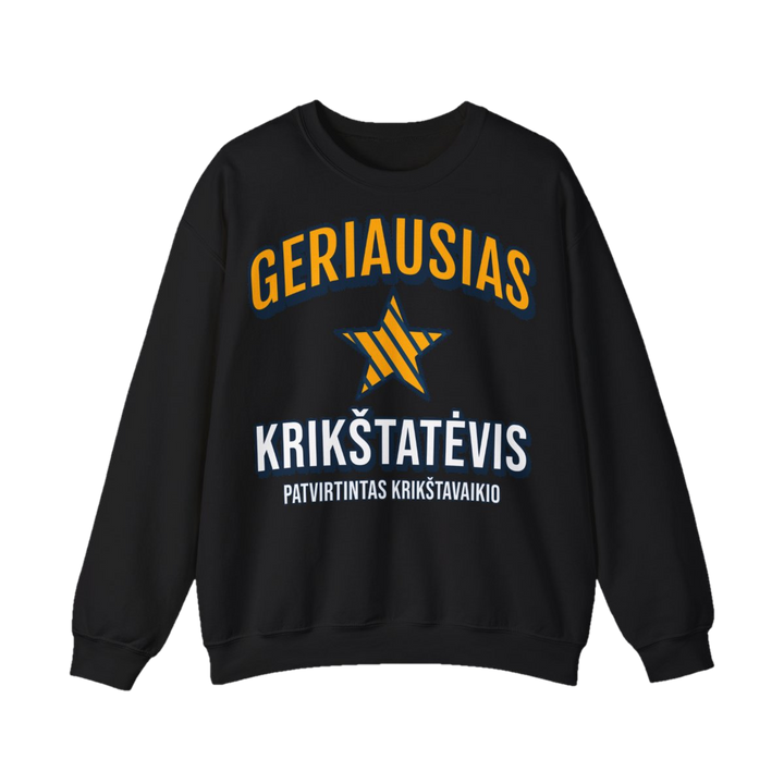Džemperis „Geriausias krikštatėvis. Patvirtintas krikštavaikio“ – juoda