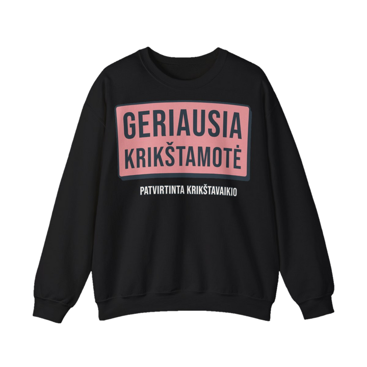 Džemperis „Geriausia krikštamotė. Patvirtinta krikštavaikio“ – juoda