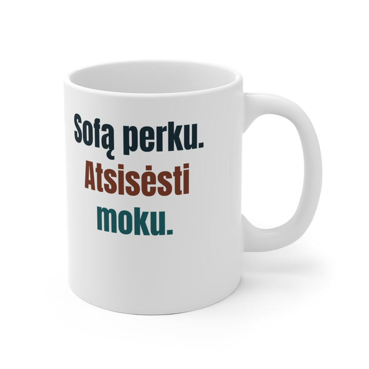 Sofą perku. Atsisėsti moku.