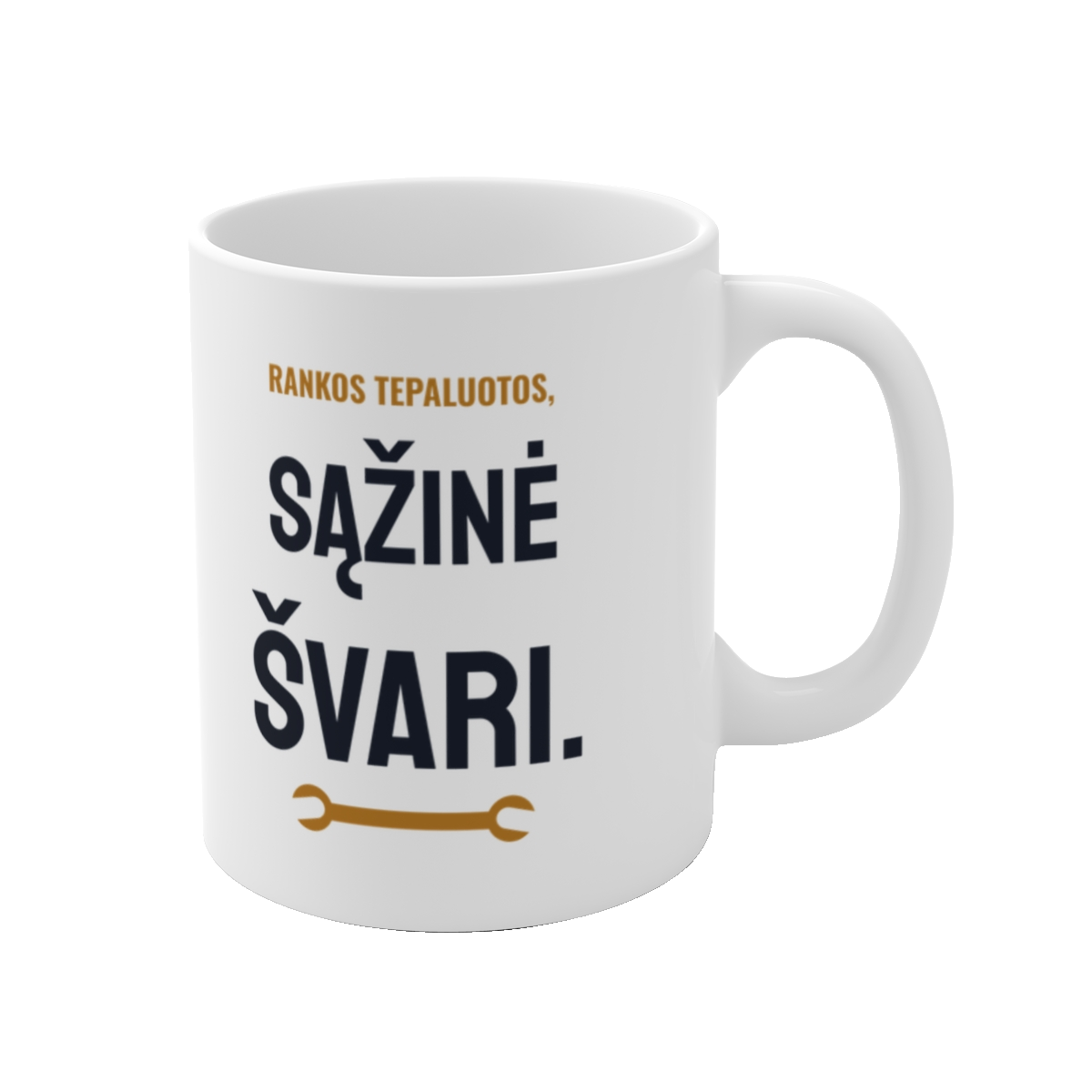 Puodelis „Rankos tepaluotos, sąžinė švari“ – vaizdas 1