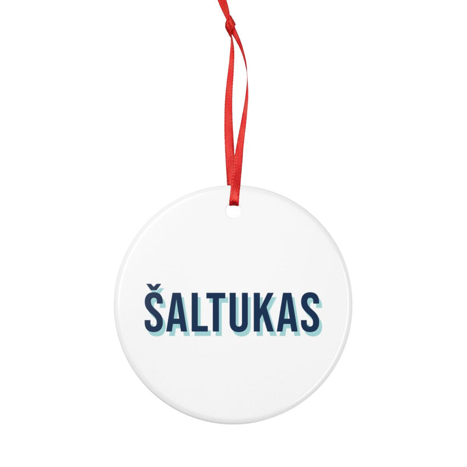Kalėdinis žaisliukas „Šaltukas“ – su kaspinėliu