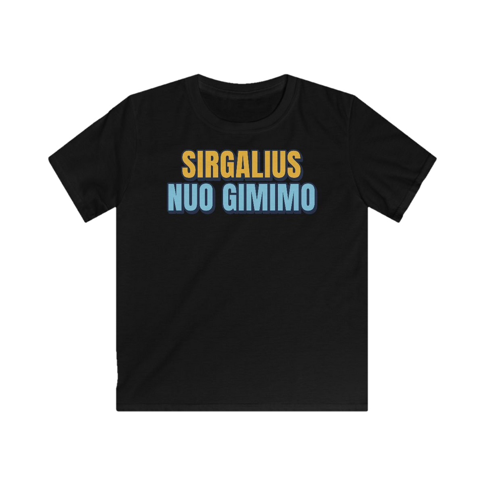 Vaikiški marškinėliai „Sirgalius nuo gimimo“ – juoda