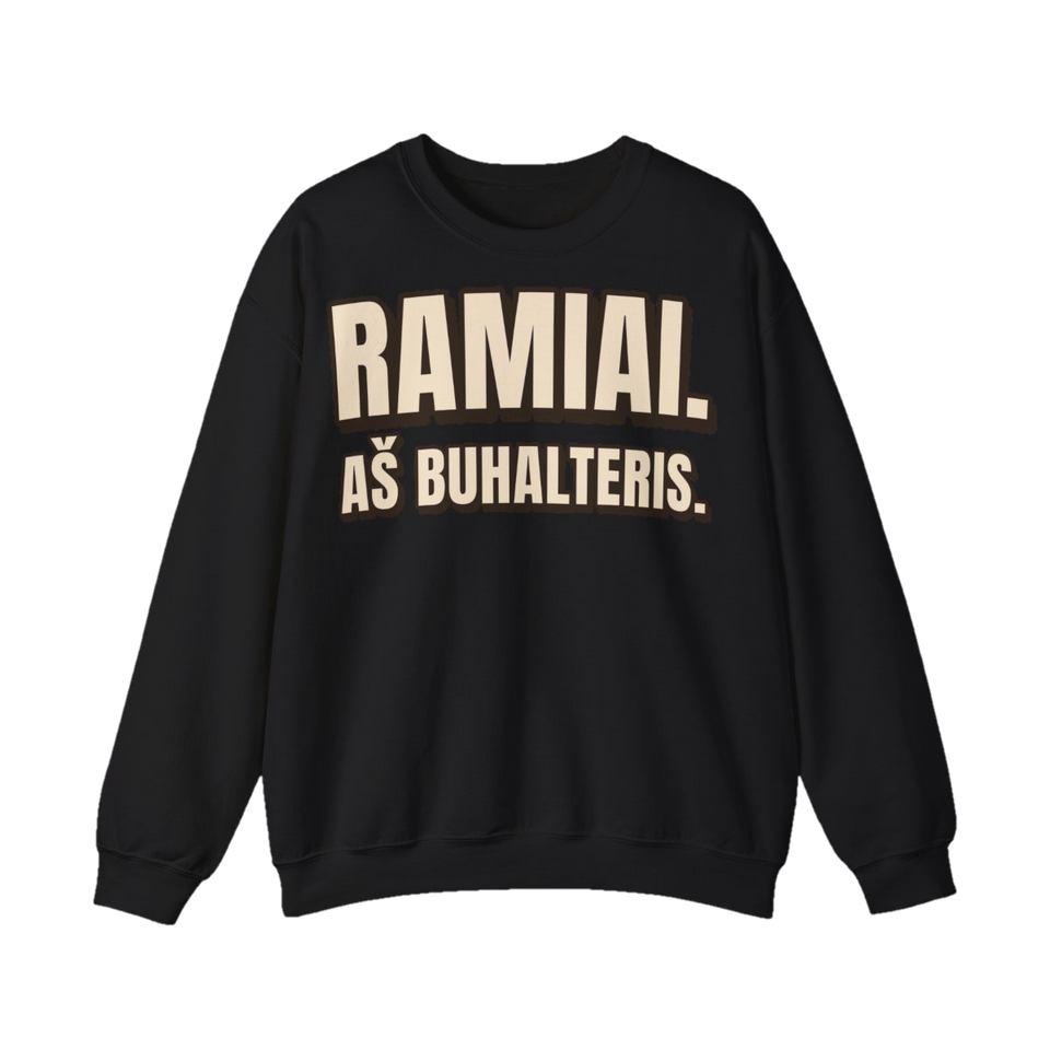 Džemperis „Ramiai. Aš buhalteris.“ – juoda