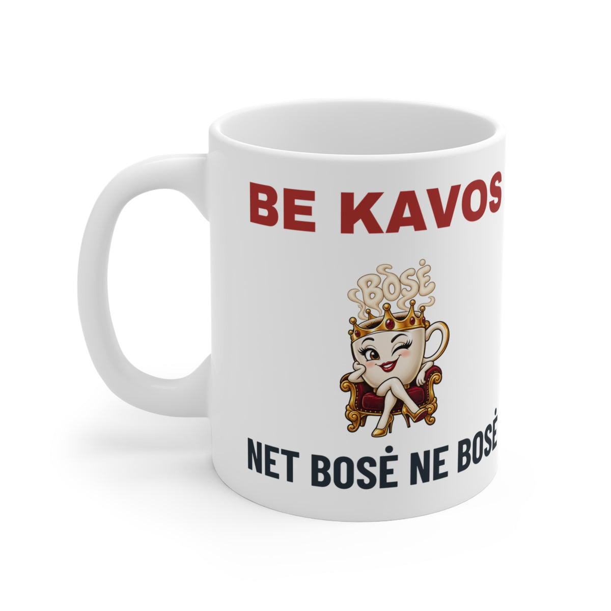Puodelis „Be kavos net bosė ne bosė“ – gaminio vaizdas 3