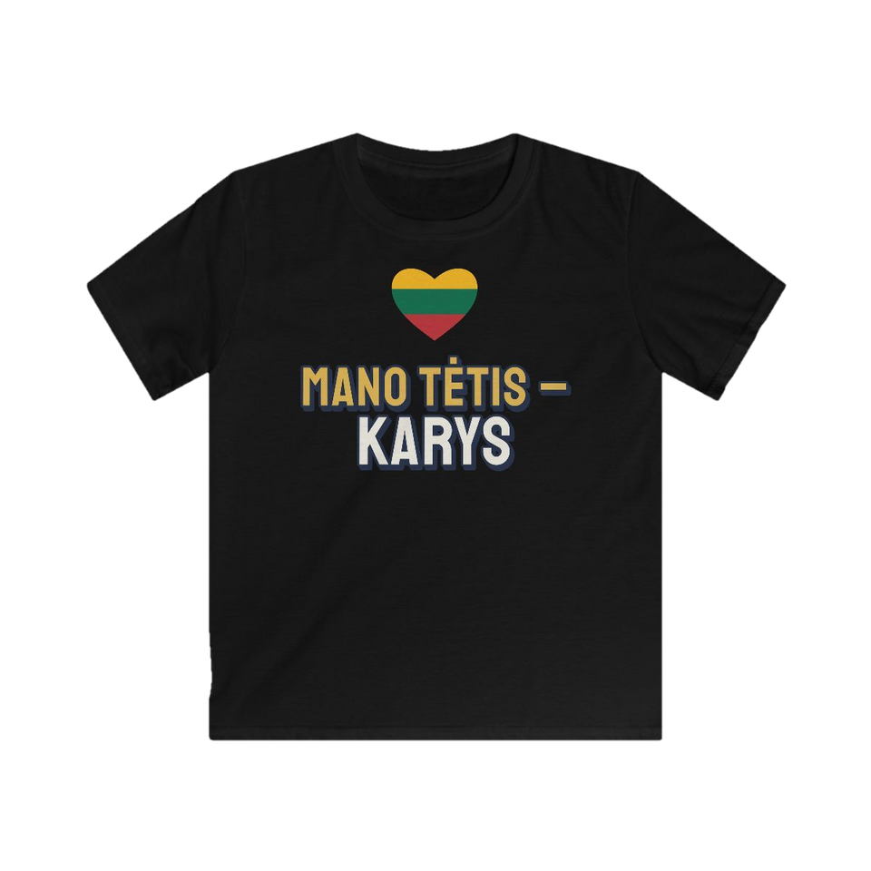 Vaikiški marškinėliai „Mano tėtis – karys“ – juoda