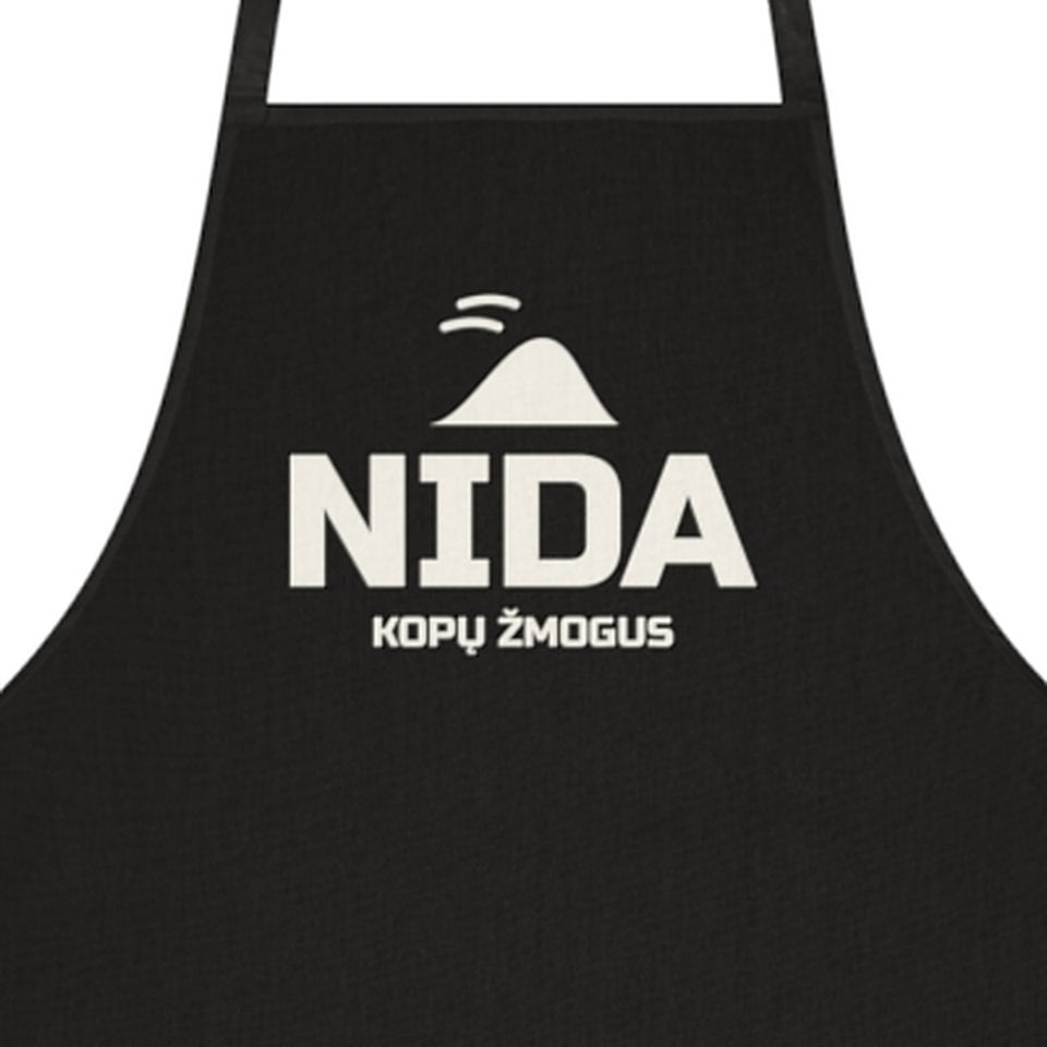 Prijuostė „Nida“ – juoda, spaudos stambus planas