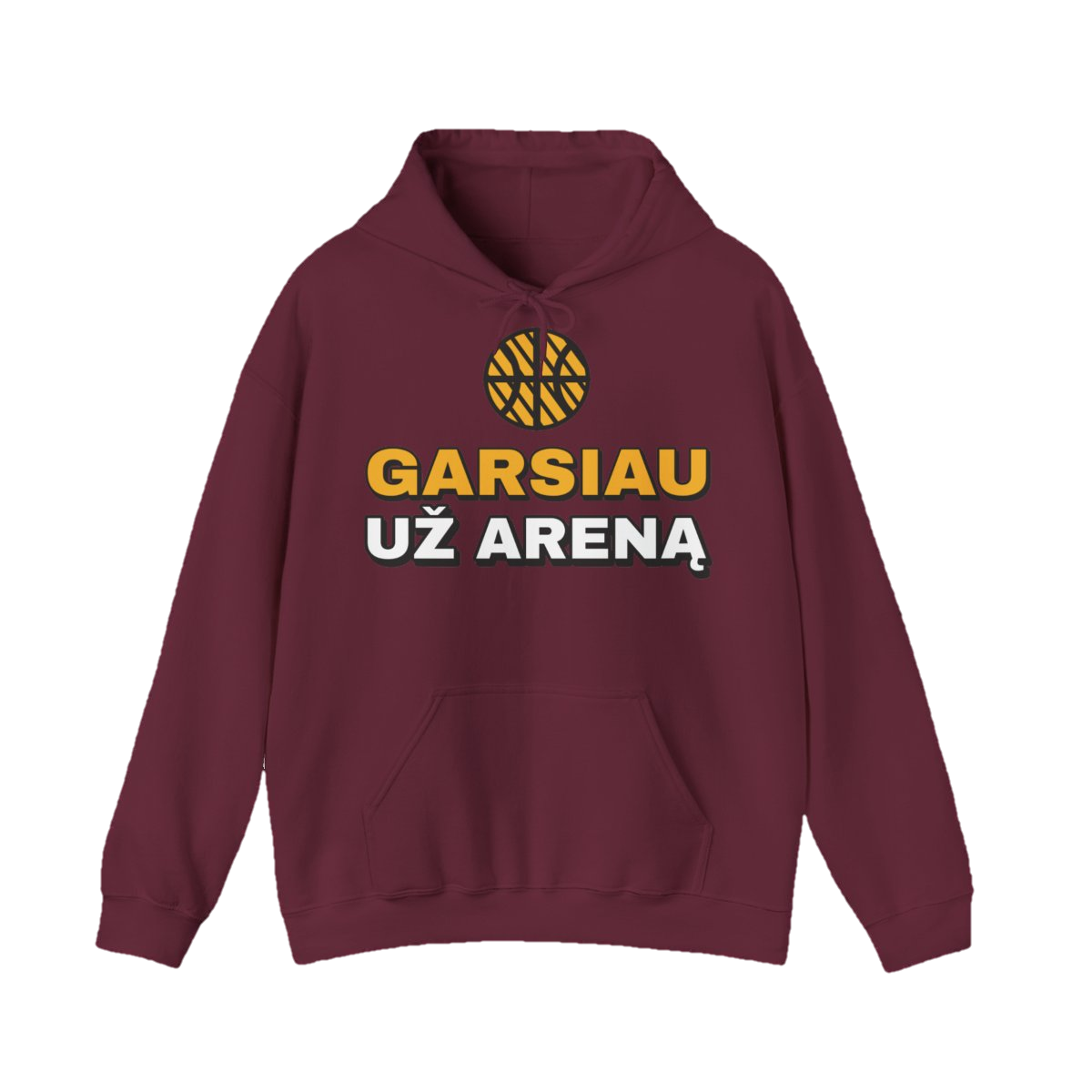 Džemperis su gobtuvu „Garsiau už areną“ – bordo
