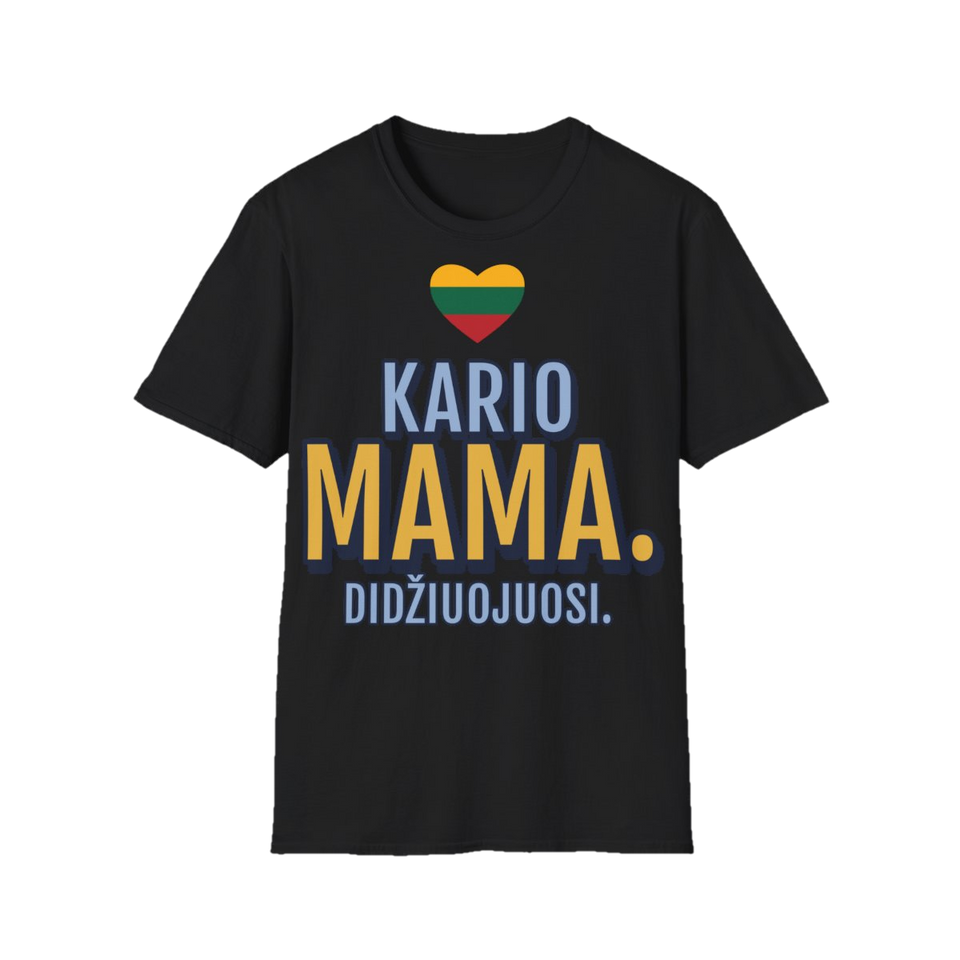 Marškinėliai „Kario mama. Didžiuojuosi.“ – juoda