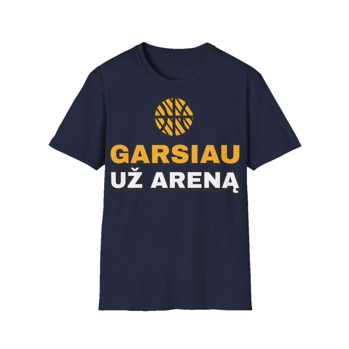 Marškinėliai „Garsiau už areną“ – tamsiai mėlyna