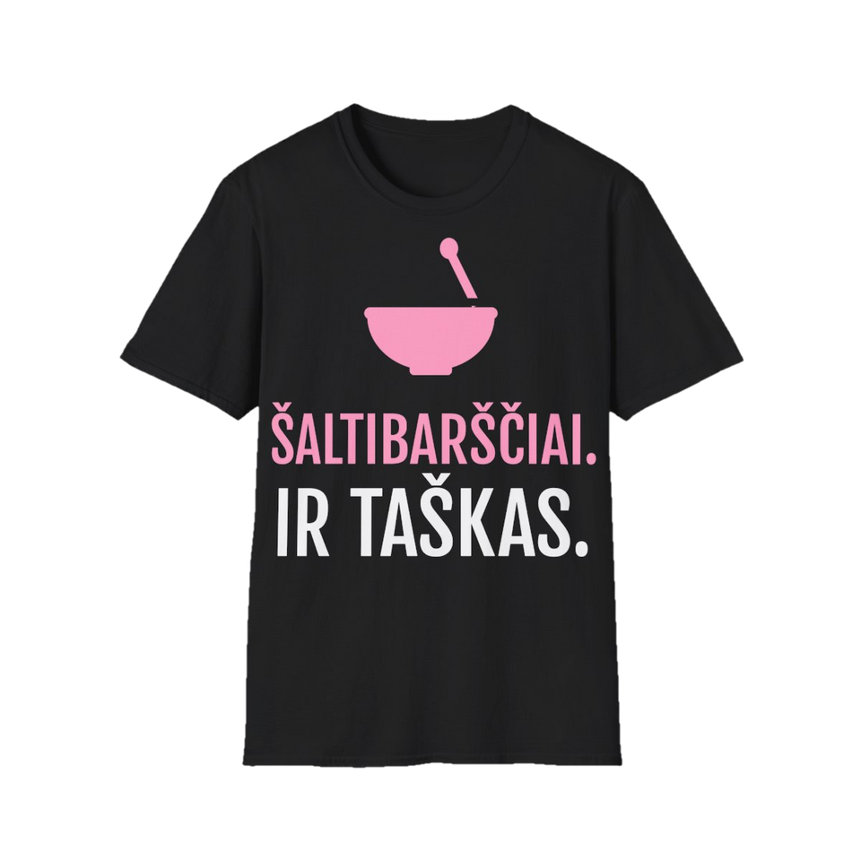 Marškinėliai „Šaltibarščiai. Ir taškas.“ – juoda