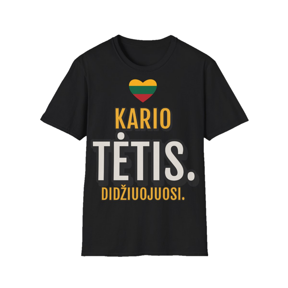 Marškinėliai „Kario tėtis. Didžiuojuosi.“ – juoda