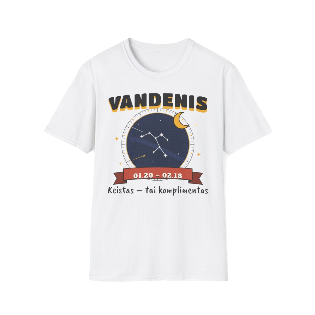 Marškinėliai „Vandenis: Keistas – tai komplimentas“ – balta