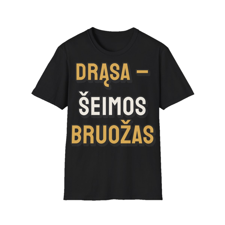 Marškinėliai „Drąsa – šeimos bruožas“ – juoda