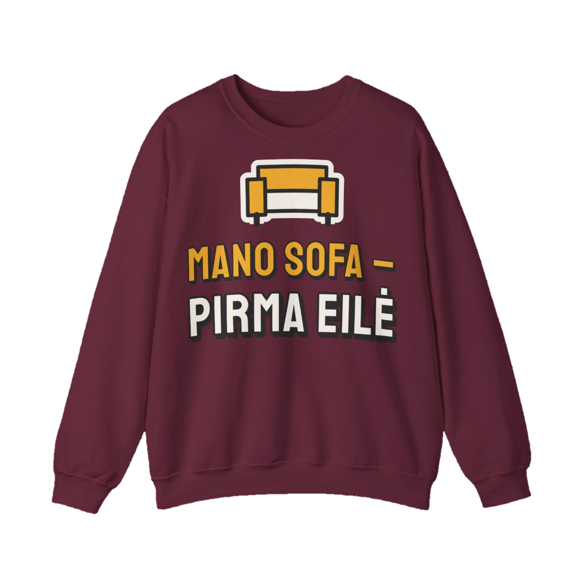 Džemperis „Mano sofa – pirma eilė“ – bordo