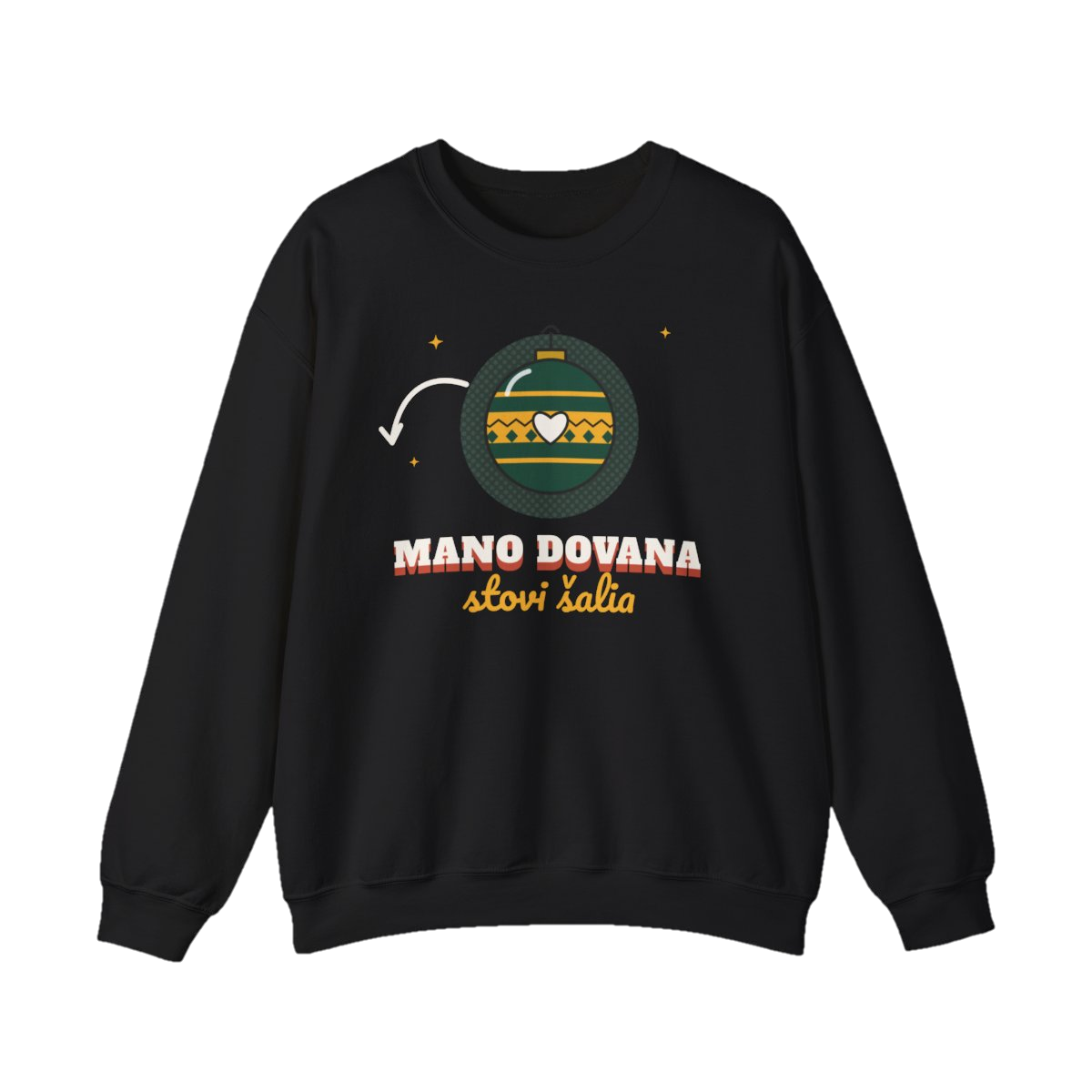 Džemperis „← Mano dovana stovi šalia“ – juoda