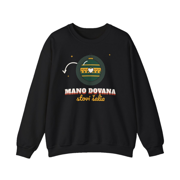 Džemperis „← Mano dovana stovi šalia“ – juoda
