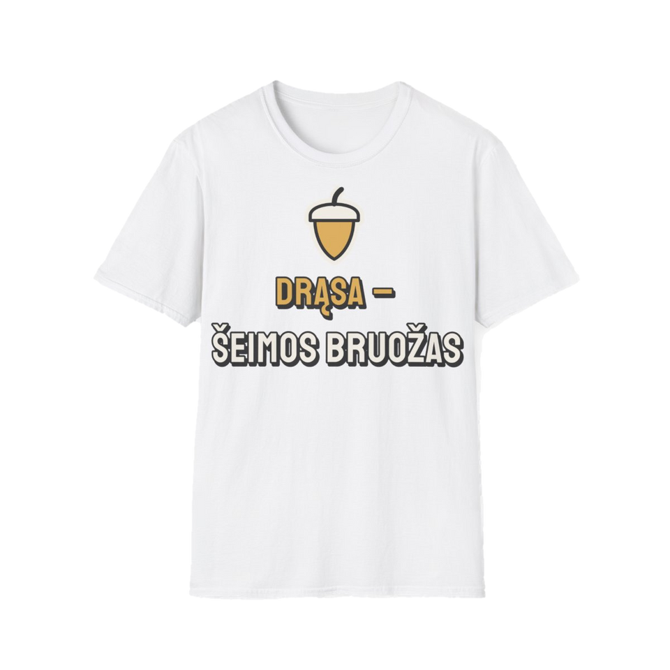 Marškinėliai „Drąsa – šeimos bruožas“ – balta