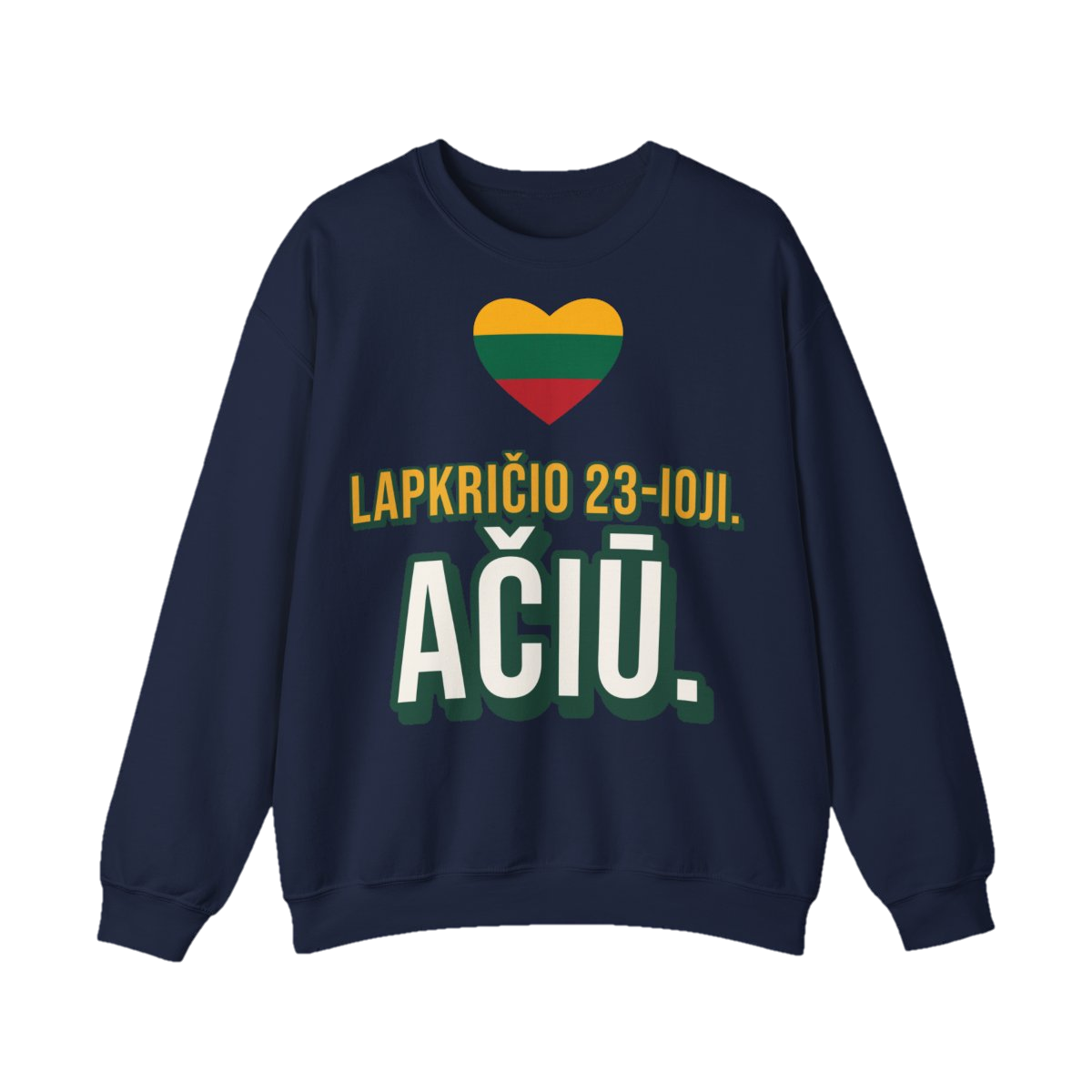 Džemperis „Lapkričio 23-ioji. Ačiū.“ – tamsiai mėlyna