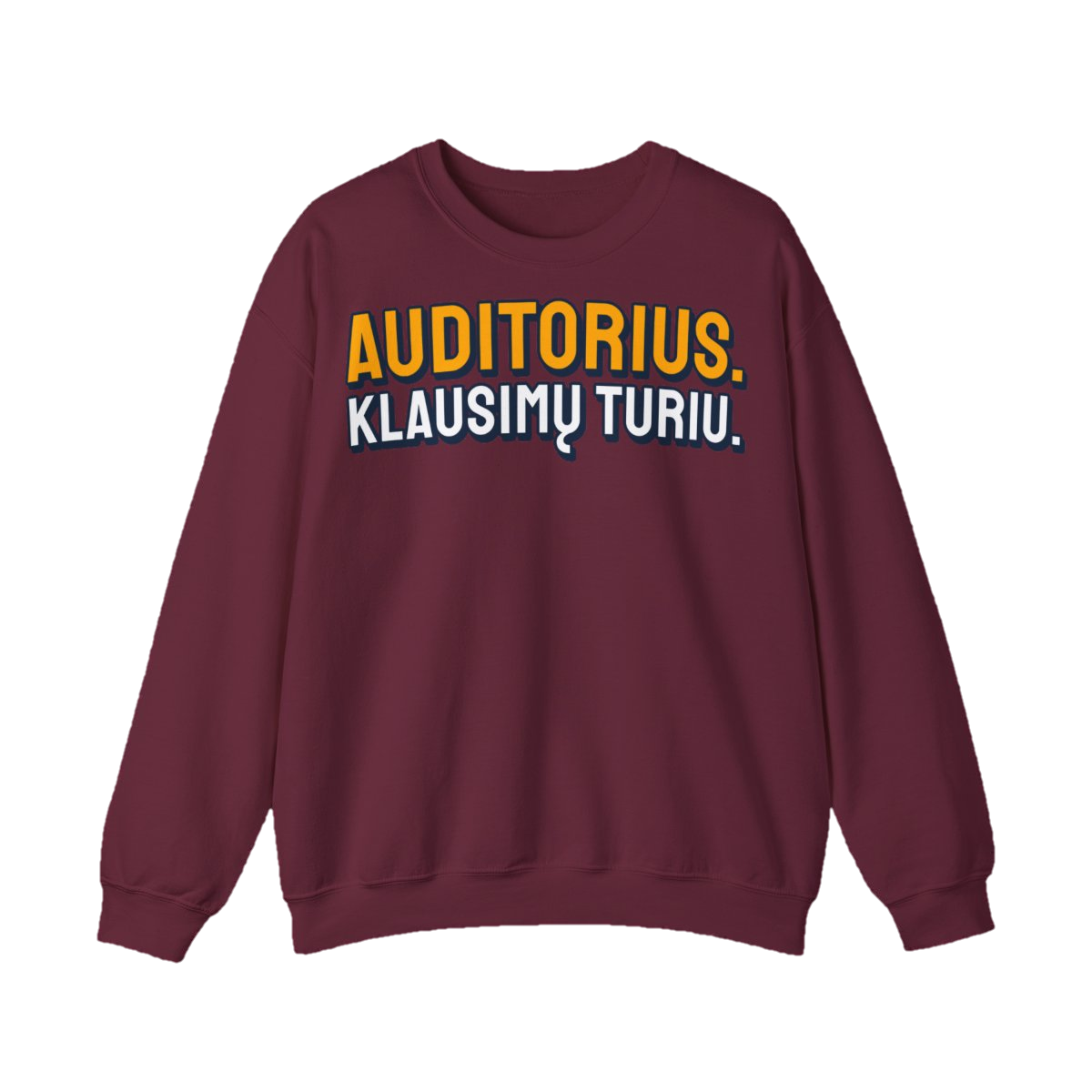 Džemperis „Auditorius. Klausimų turiu.“ – bordo