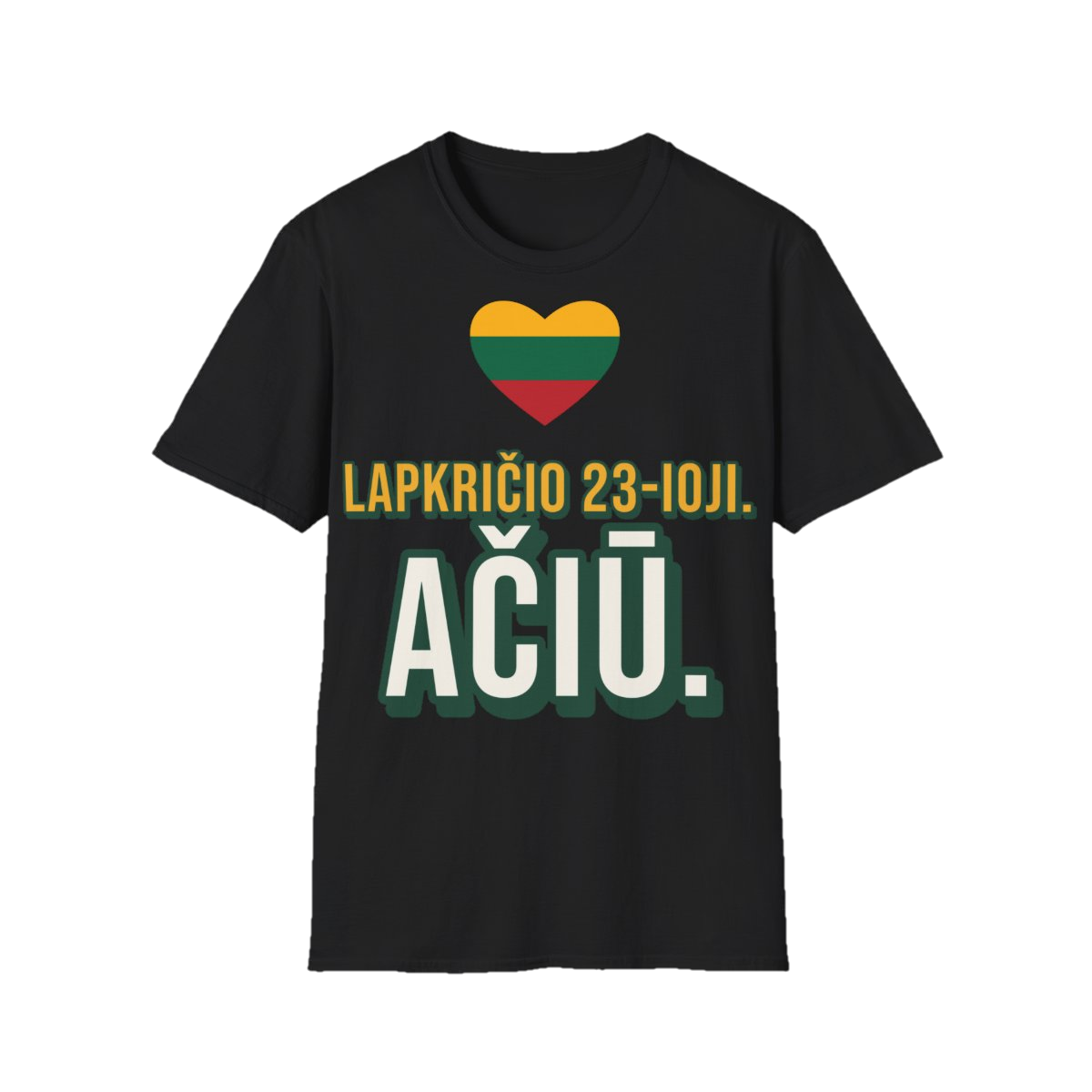 Marškinėliai „Lapkričio 23-ioji. Ačiū.“ – juoda