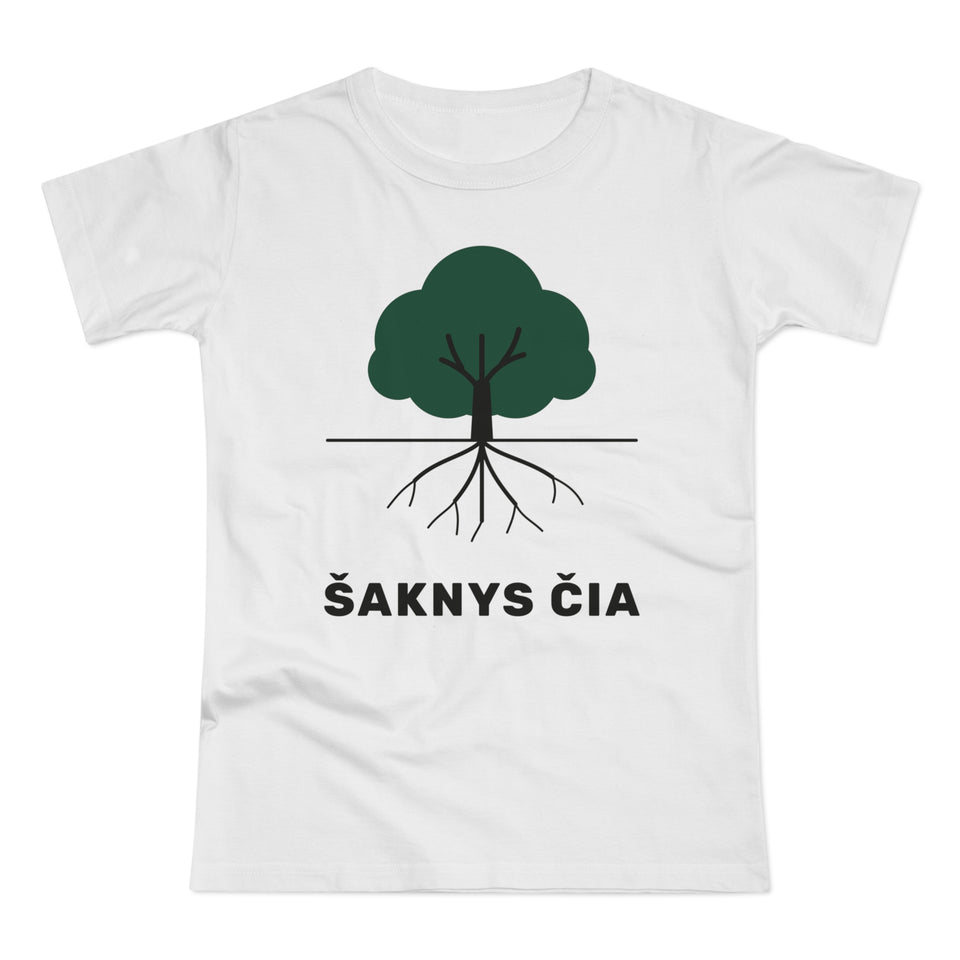 Šaknys čia — Moteriški marškinėliai, spaudos vaizdas