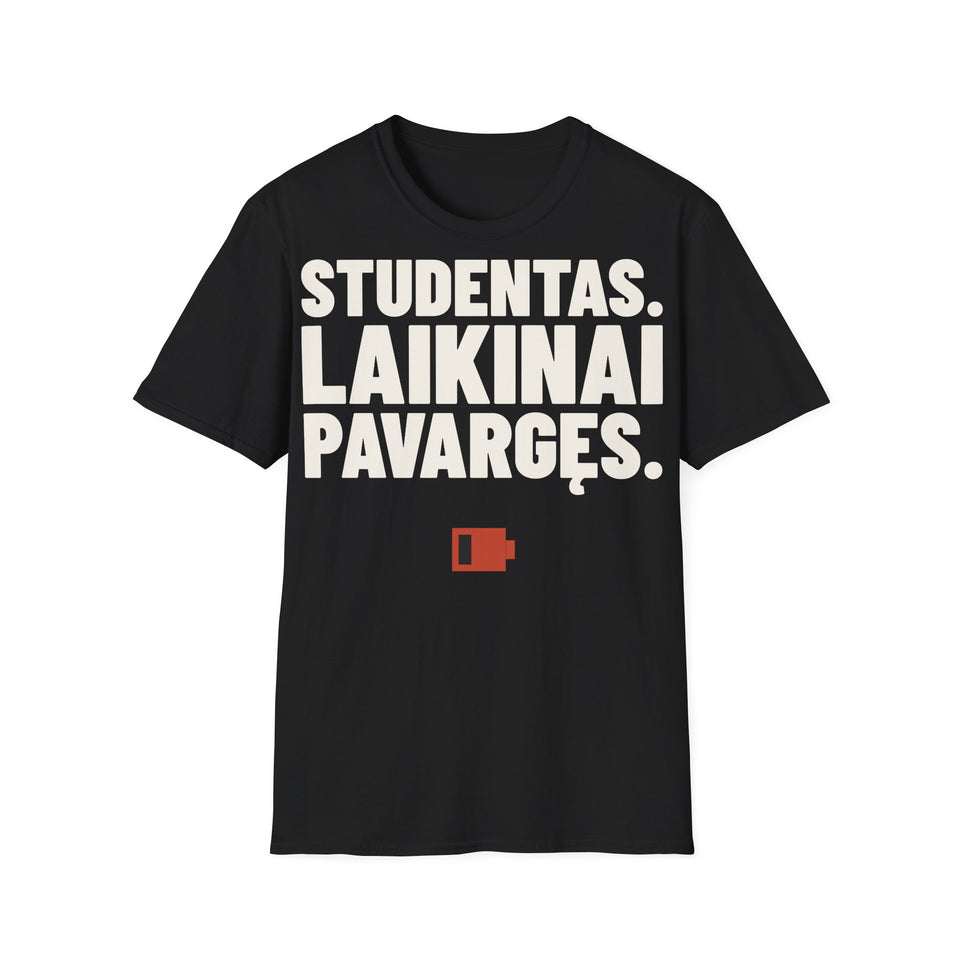 Studentas. Laikinai pavargęs. — Marškinėliai, spaudos pusė