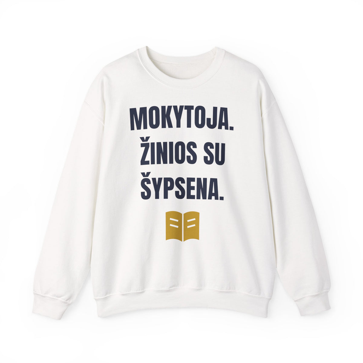 Mokytoja. Žinios su šypsena. — Džemperis, spauda priekyje