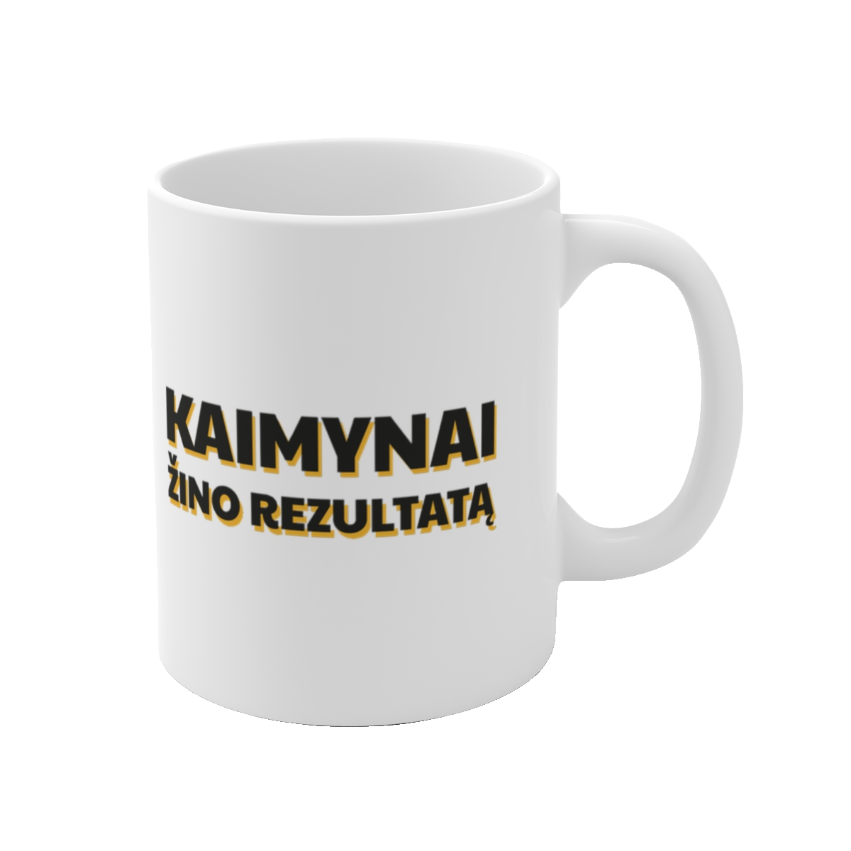 Puodelis „Kaimynai žino rezultatą“ – vaizdas 1