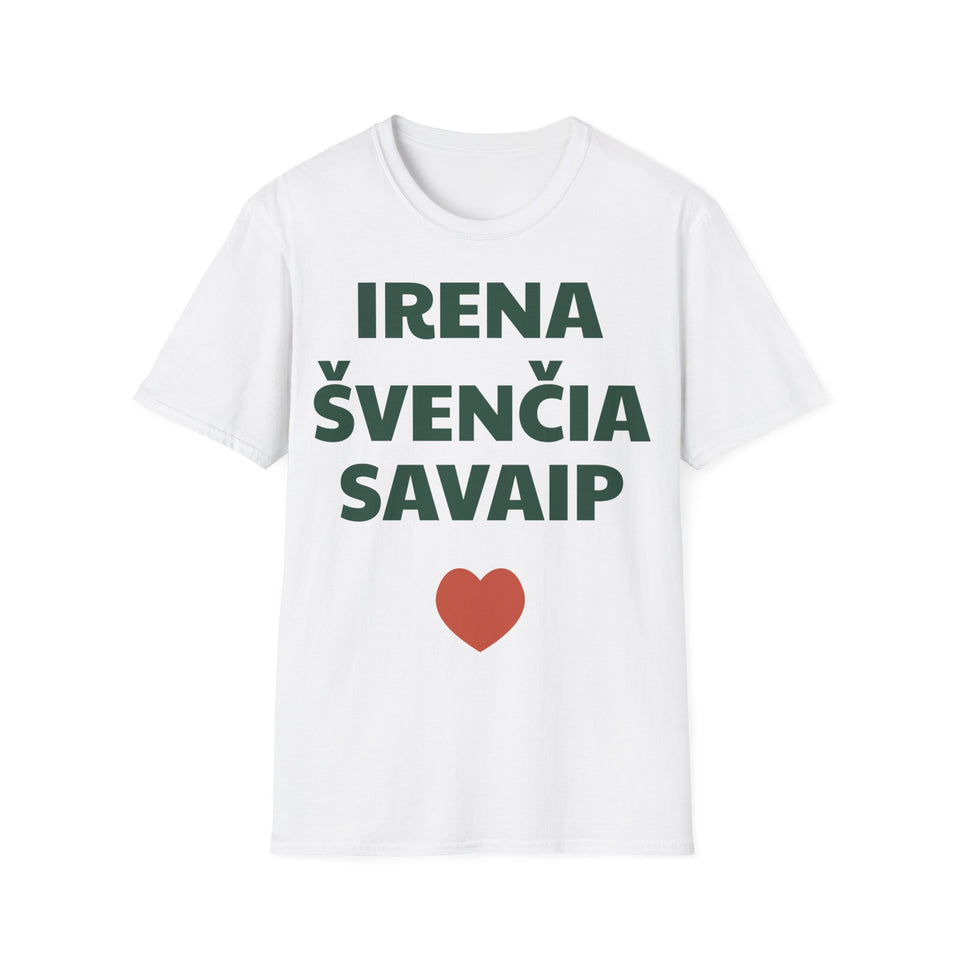 Irena švenčia savaip — Marškinėliai, spauda priekyje