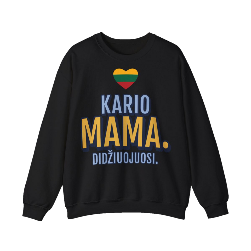 Džemperis „Kario mama. Didžiuojuosi.“ – juoda
