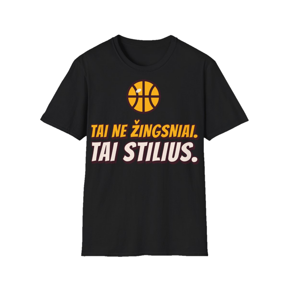 Marškinėliai „Tai ne žingsniai. Tai stilius.“ – juoda