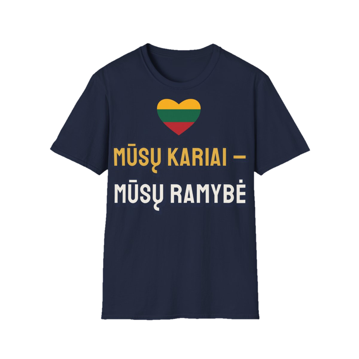Marškinėliai „Mūsų kariai – mūsų ramybė“ – tamsiai mėlyna
